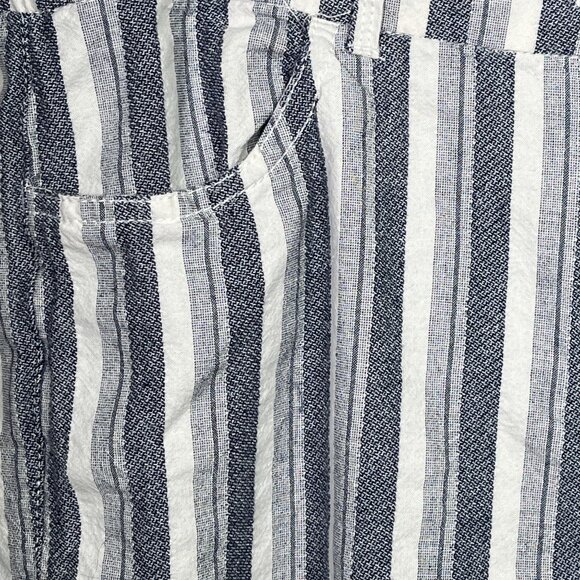 Chico's Blue Cream Striped Cotton Wide Leg Pants Size 1 Medium Casual - Picture 6 of 12